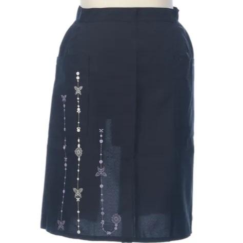 ハナエモリ パピヨンレースストライプ前掛け ブラック