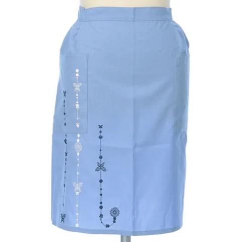 ハナエモリ パピヨンレースストライプ前掛け ブルー