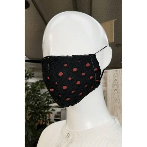 (お買い得)接触冷感×綿レースマスク レッド 冷感マスク （定価１３２０円） 全国送料430円