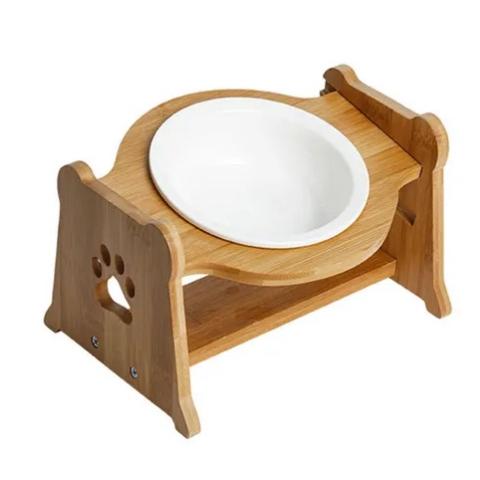 陶器製バンブースタンド付きフードボウル ホワイト