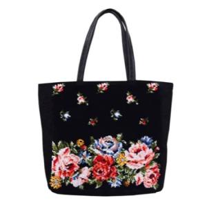 レイクアルスター シェニールWT手提げバッグ ローズガーデン ブラック