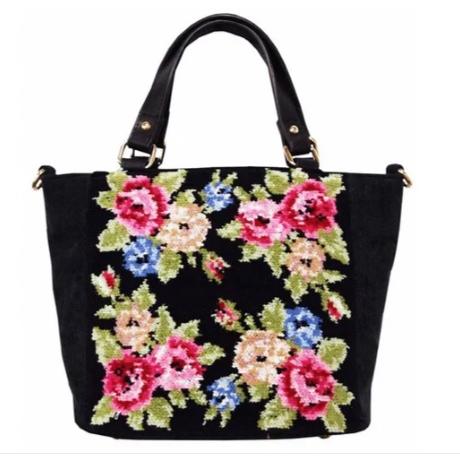 レイクアルスター シェニール2WAY手提げバッグ ローズブラック