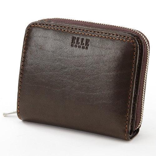 ELLE HOME（エルオム） ラウンドファスナー二つ折り財布 ブラウン