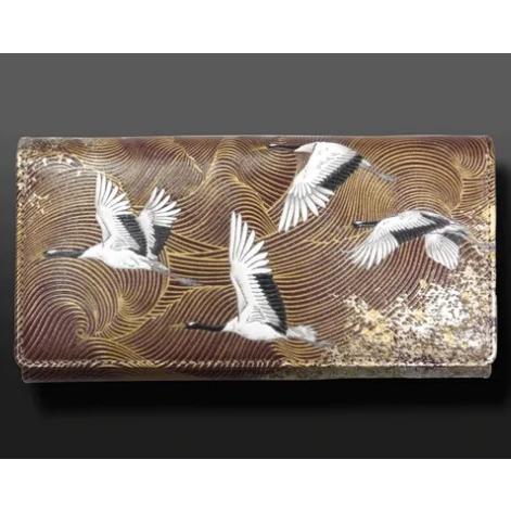 浅草文庫 祝い鶴かぶせ長財布 ワイン