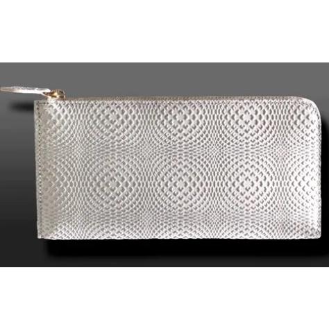 浅草文庫 金彩菊花L字ファスナー長財布 シルバー