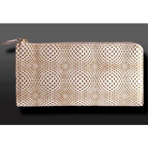 浅草文庫 金彩菊花L字ファスナー長財布 ゴールド