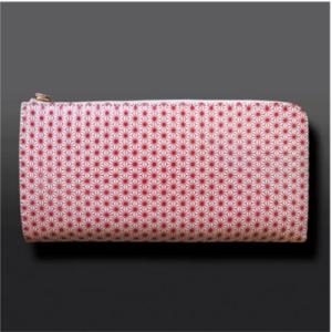 浅草文庫 麻の葉L字ファスナー長財布 レッド