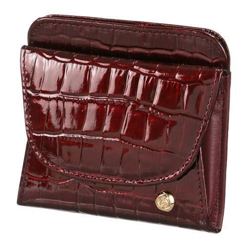 エナメルクロコ バラ飾り 単札入 ワイン