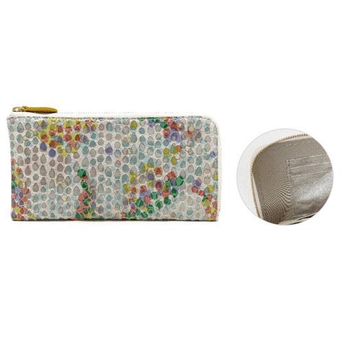 Pigエナメル L字ファスナーショート長財布 アイボリー