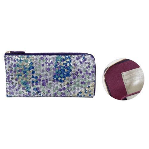 Pigエナメル L字ファスナーショート長財布 モーブ