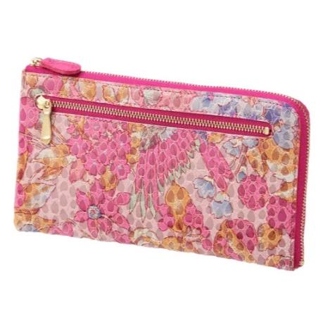 Pigエナメル L字ファスナー長財布 ピンク