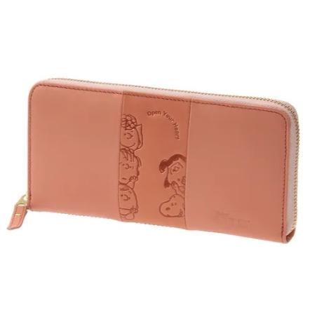 スヌーピー ラウンドファスナー長財布 ピンク