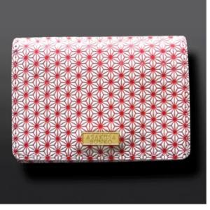 浅草文庫麻の葉柄 三つ折り財布 レッド