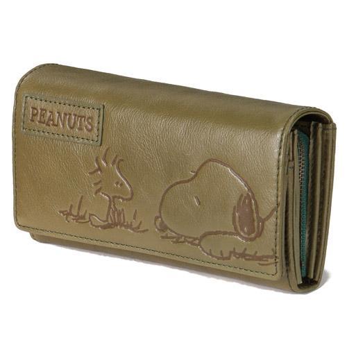 スヌーピー 長財布 ライトグリーン