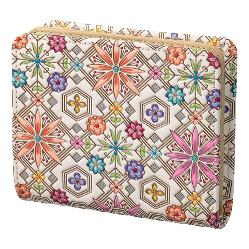 浅草文庫 花菱柄 L字ファスナー二つ折り財布 ピンク