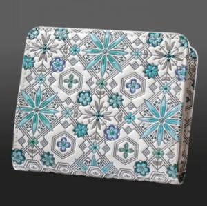 浅草文庫 花菱柄 L字ファスナー二つ折り財布 ミントグリーン