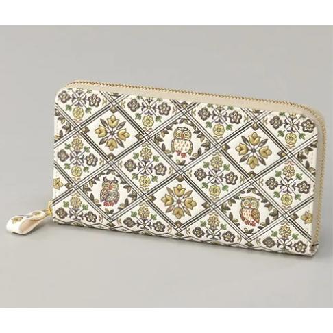 浅草文庫 メタリックふくろう ラウンドファスナー長財布 ゴールド