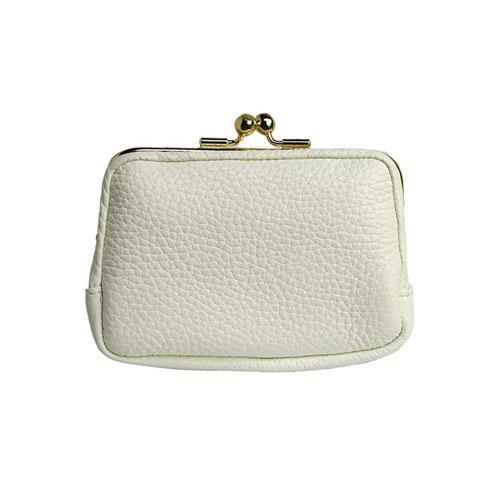 イタリアンレザー がま口 コンパクト財布 ホワイト 全国送料600円