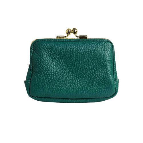 イタリアンレザー がま口 コンパクト財布 エルフグリーン 全国送料600円