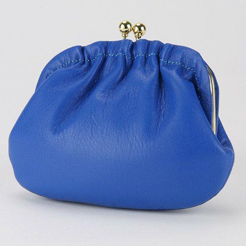 無地ヒダ付親子がま口 マリンブルー 全国送料430円