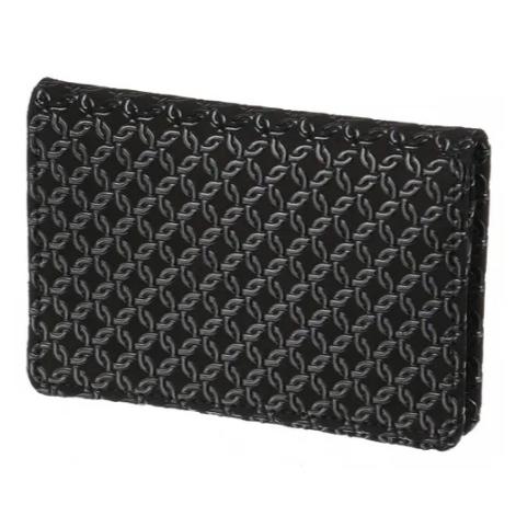 印傳屋 印伝 2516 名刺入 黒地／黒漆 輪繋ぎ小 全国送料430円