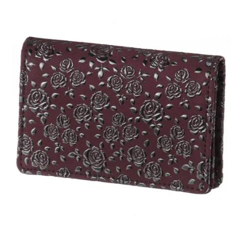 印傳屋 印伝 2516 名刺入 紫地／黒漆 ローズ小 全国送料430円