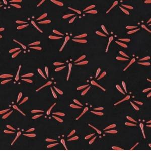 印傳屋 印伝 2220 二つ折り財布 黒地／赤漆 とんぼ