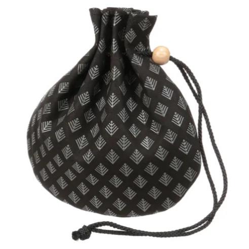 印傳屋 印伝 3008 巾着 黒地／グレー漆