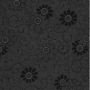 印傳屋 印伝 3004 合切袋大 黒地／グレー漆 菊