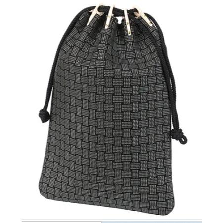 印傳屋 印伝 3004合切袋大 黒地／グレー漆 網代格子