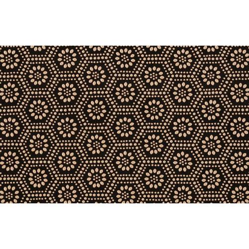 印傳屋 印伝 2315 L字ファスナー長財布 黒革／白漆 亀甲