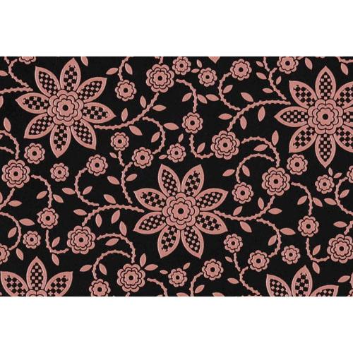 印傳屋 印伝 1011 L字ファスナーミニ財布 黒地／ピンク漆 クレマチス 全国送料430円