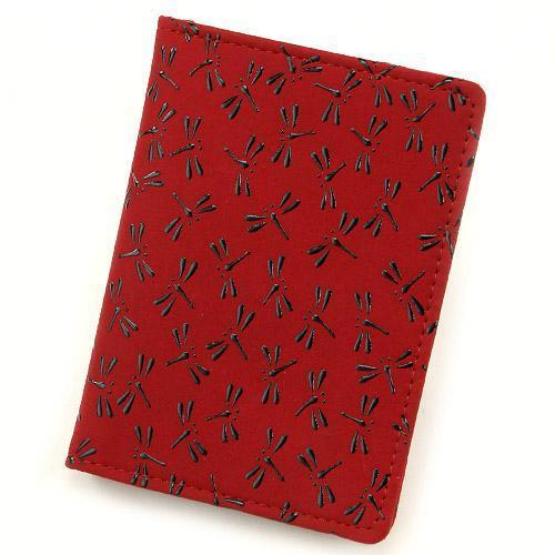 印傳屋 印伝 2504 免許証ケース 赤地／黒漆 とんぼ 全国送料430円