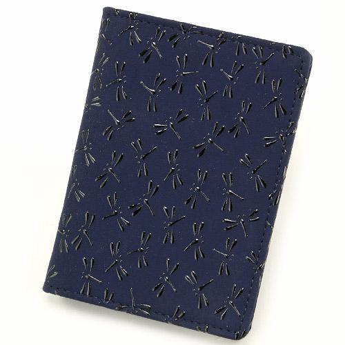 印傳屋 印伝 2504 免許証ケース 紺地／黒漆 とんぼ 全国送料430円