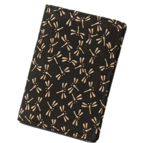 印傳屋 印伝 2504 免許証ケース 黒地／白漆 とんぼ 全国送料430円