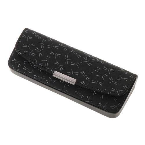 印傳屋 印伝 4206 メガネケース 黒地／黒漆 とんぼ 全国送料600円