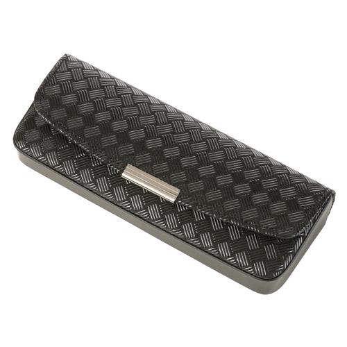 印傳屋 印伝 4206 メガネケース 黒地／黒漆 網代編 全国送料600円