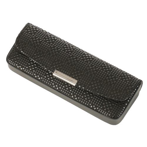 印傳屋 印伝 4206 メガネケース 黒地／黒漆 変わり市松小 全国送料600円