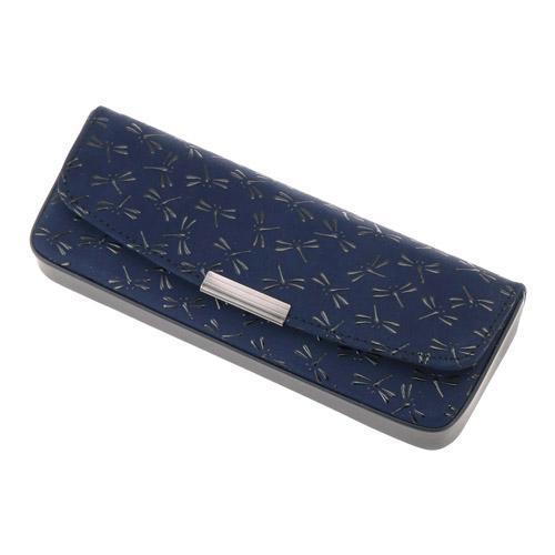 印傳屋 印伝 4206 メガネケース 紺地／黒漆 とんぼ 全国送料600円