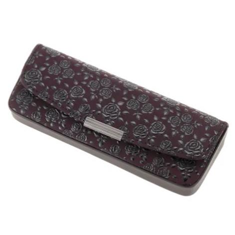 印傳屋 印伝 4206 メガネケース 紫地／黒漆 ローズ小 全国送料600円
