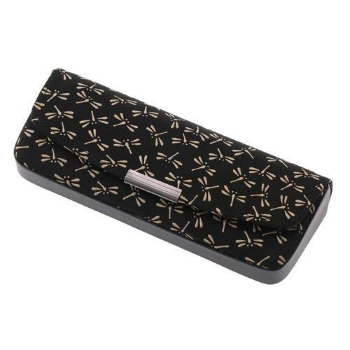 印傳屋 印伝 4206 メガネケース 黒地／白漆 とんぼ 全国送料600円
