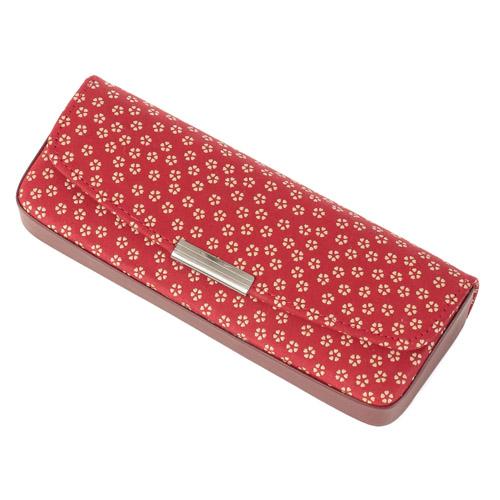 印傳屋 印伝 4206 メガネケース 赤地／白漆 小桜 全国送料600円
