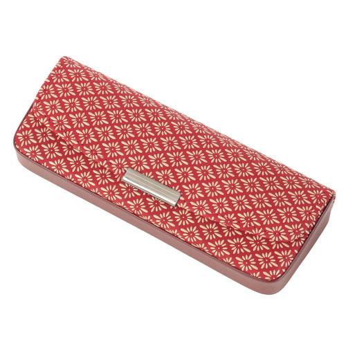 印傳屋 印伝 4206 メガネケース 赤地／白漆 菱菊 全国送料600円