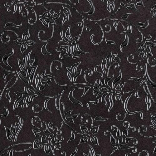 印傳屋 印伝 2204 二つ折り財布 黒地／黒漆 花唐草