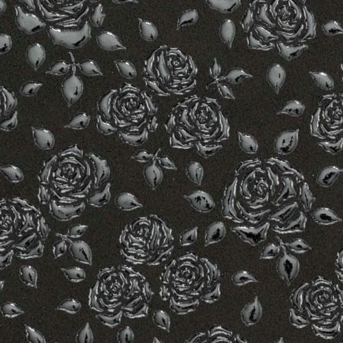 印傳屋 印伝 2204 二つ折り財布 黒地／黒漆 ローズ小