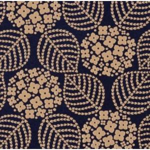 印傳屋 印伝 2204 二つ折り財布 紺地／白漆 あじさい