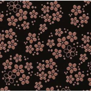 印傳屋 印伝 2204 二つ折り財布 黒地／ピンク漆 忘れな草