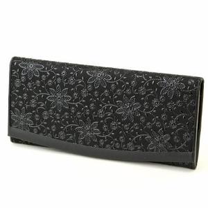 新品 INDEN-YA 印傳屋 本革 レザー 甲州印伝 花唐草 長財布 黒 鹿 印傳屋（INDEN-YA） 印伝 長財布 束入 2306 黒地鹿革 黒漆 花唐草柄