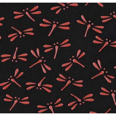 印傳屋 印伝 2311 長財布 黒地／赤漆 とんぼ