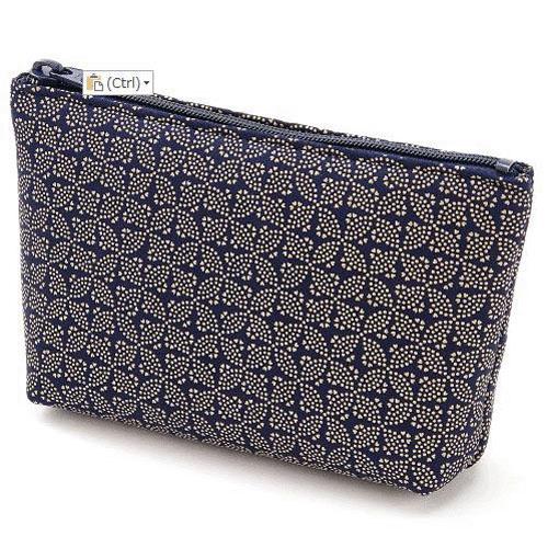 印傳屋 印伝 4405 ポーチ 紺地／白漆 桜七宝 全国送料600円
